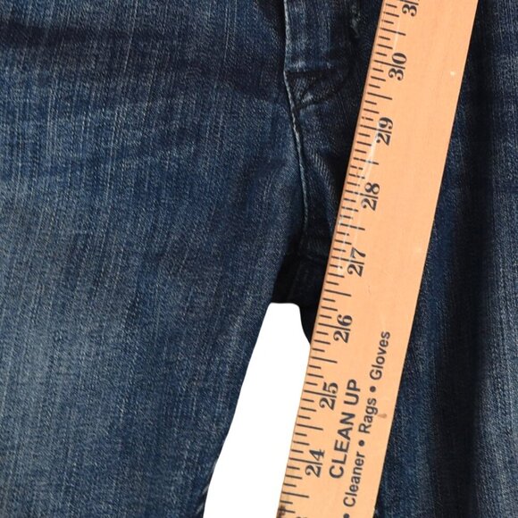 Bacara Crop Straight Cuffed Jeans Size 28 Dark Wash Distressed Hem Casual Denim - Picture 7 of 10